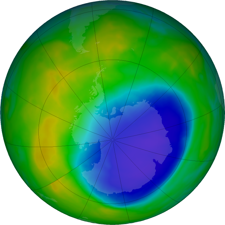 Antarctic ozone map for 19 November 2023
